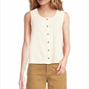 Toad&Co Ivory Button-Down Sleeveless Top
